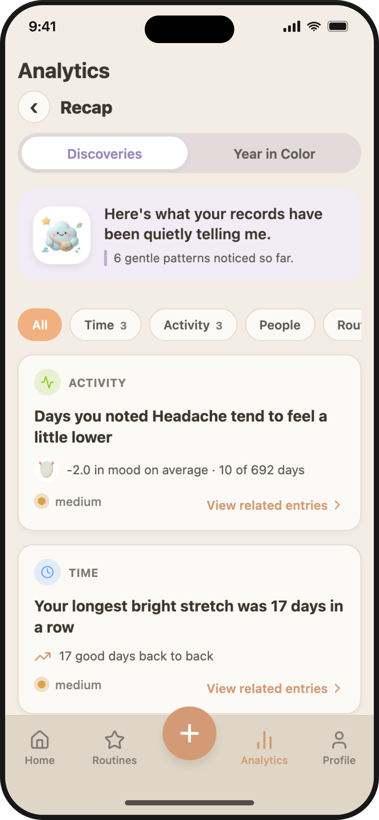 ViviDiary recap — gentle patterns noticed in your records