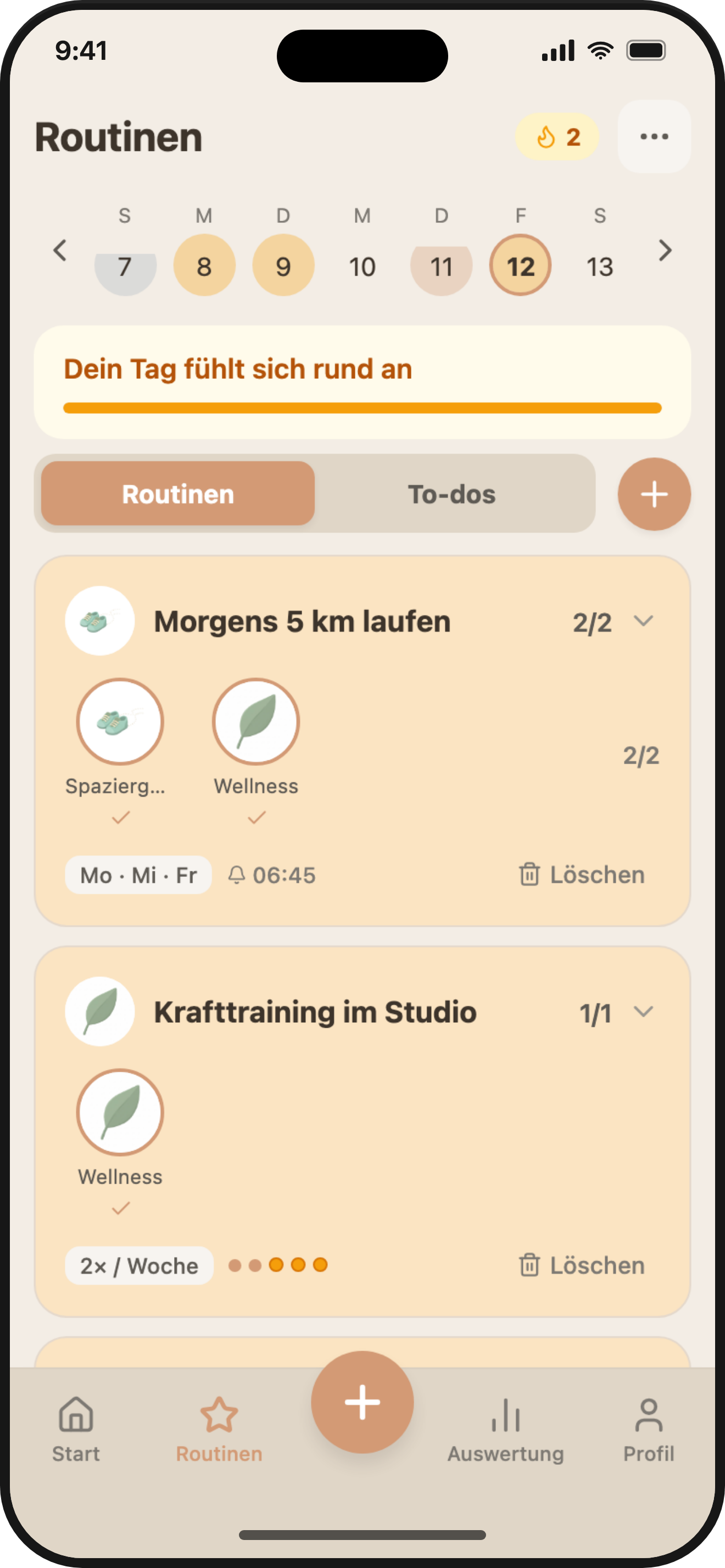 ViviDiary focus — routines and todos for the day
